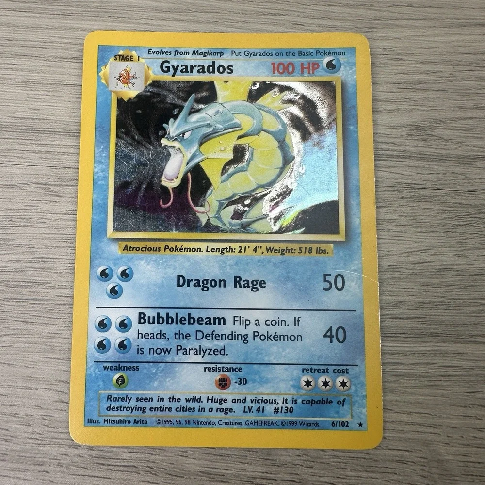 Pokémon Base Set Gyarados 6/102 Holo Rare Vintage WOTC LP